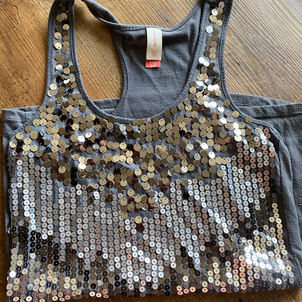 Silver sequins dressy tank top